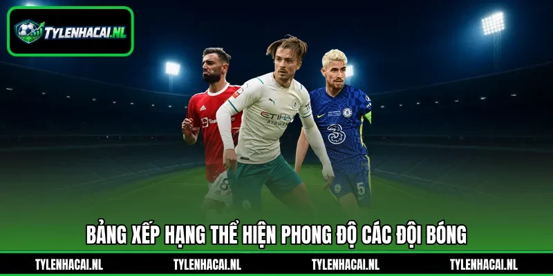 Bảng xếp hạng thể hiện phong độ các đội bóng Bảng xếp hạng thể hiện phong độ các đội bóng